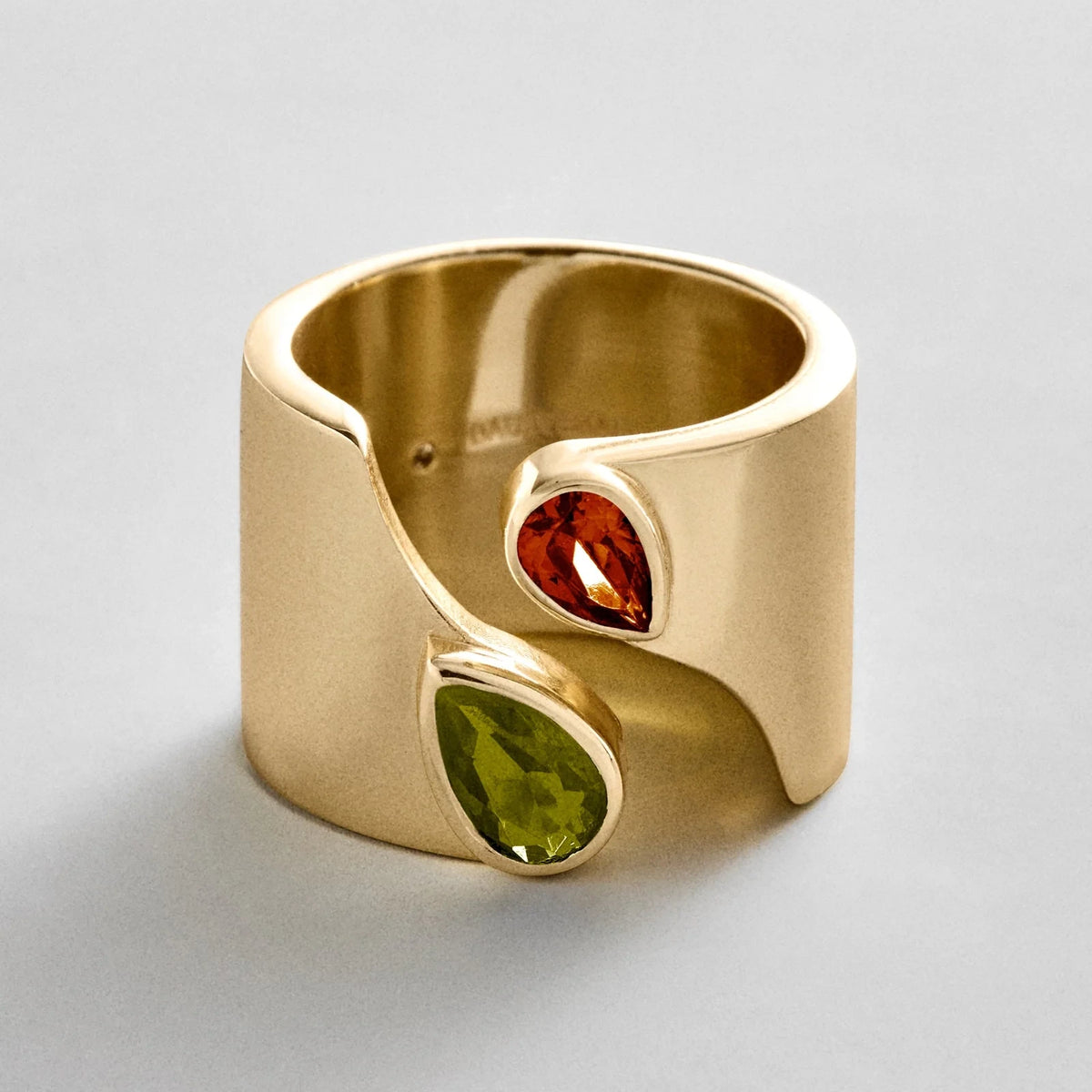 Personalized Two-Stone Open Band Ring - Gold