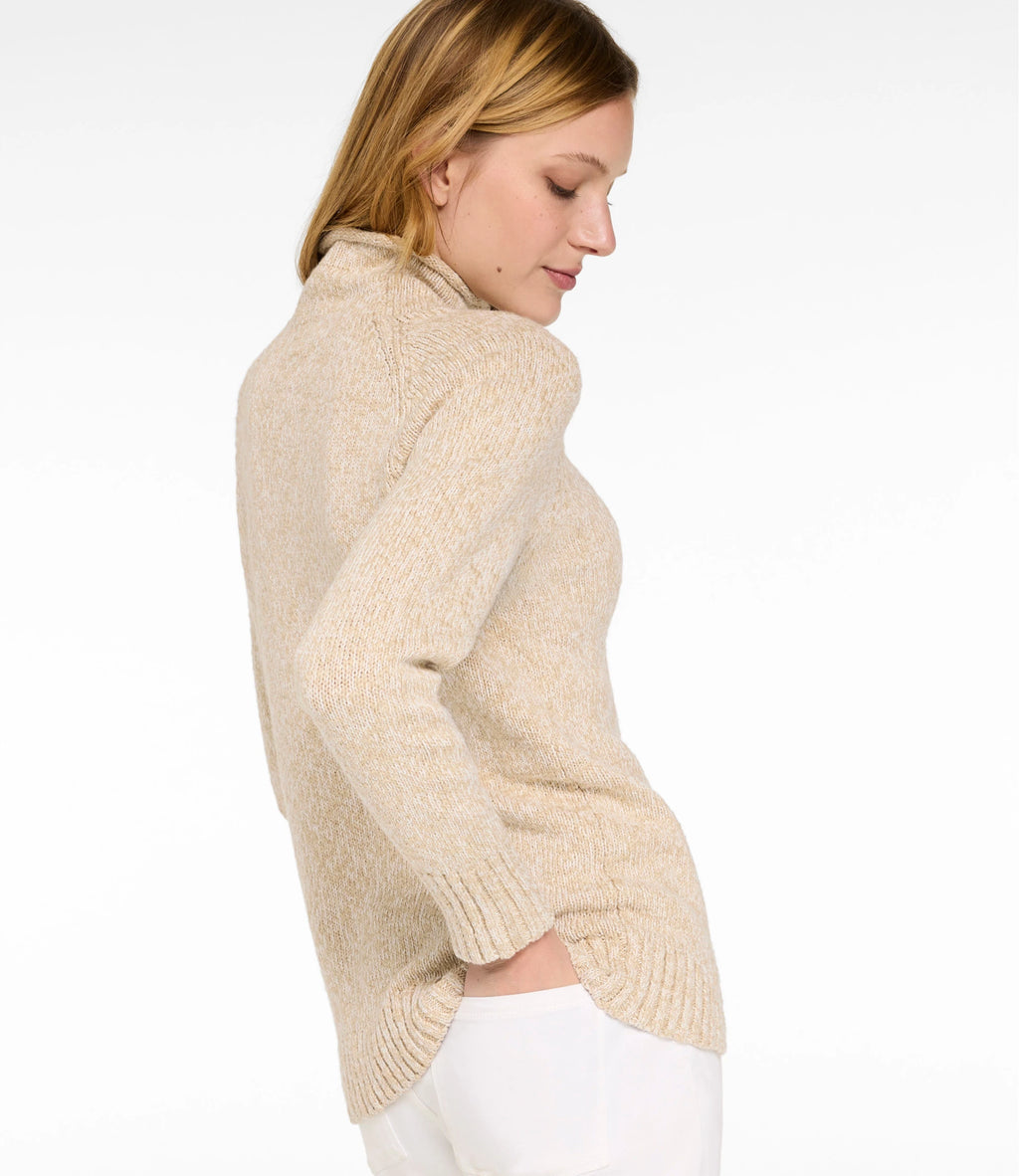 Women's Cotton Funnel Neck Pullover Sweater - Natural