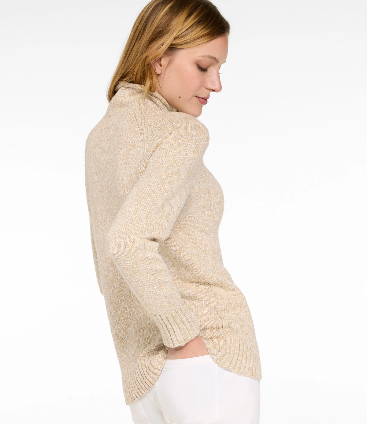 Women's Cotton Funnel Neck Pullover Sweater - Natural