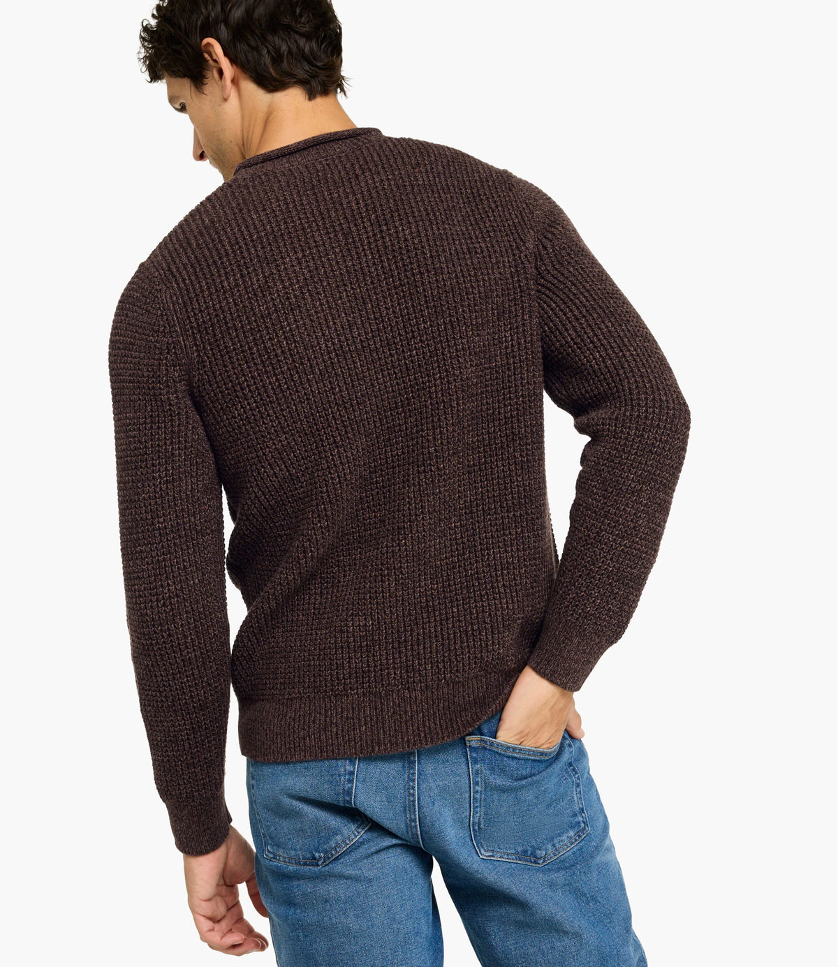Men's Organic Cotton Waffle Knit Sweater - Indigo