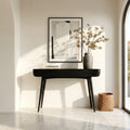 Mid-Century Solid Wood Console Table with Slim Drawer and Tapered Legs in Black finish