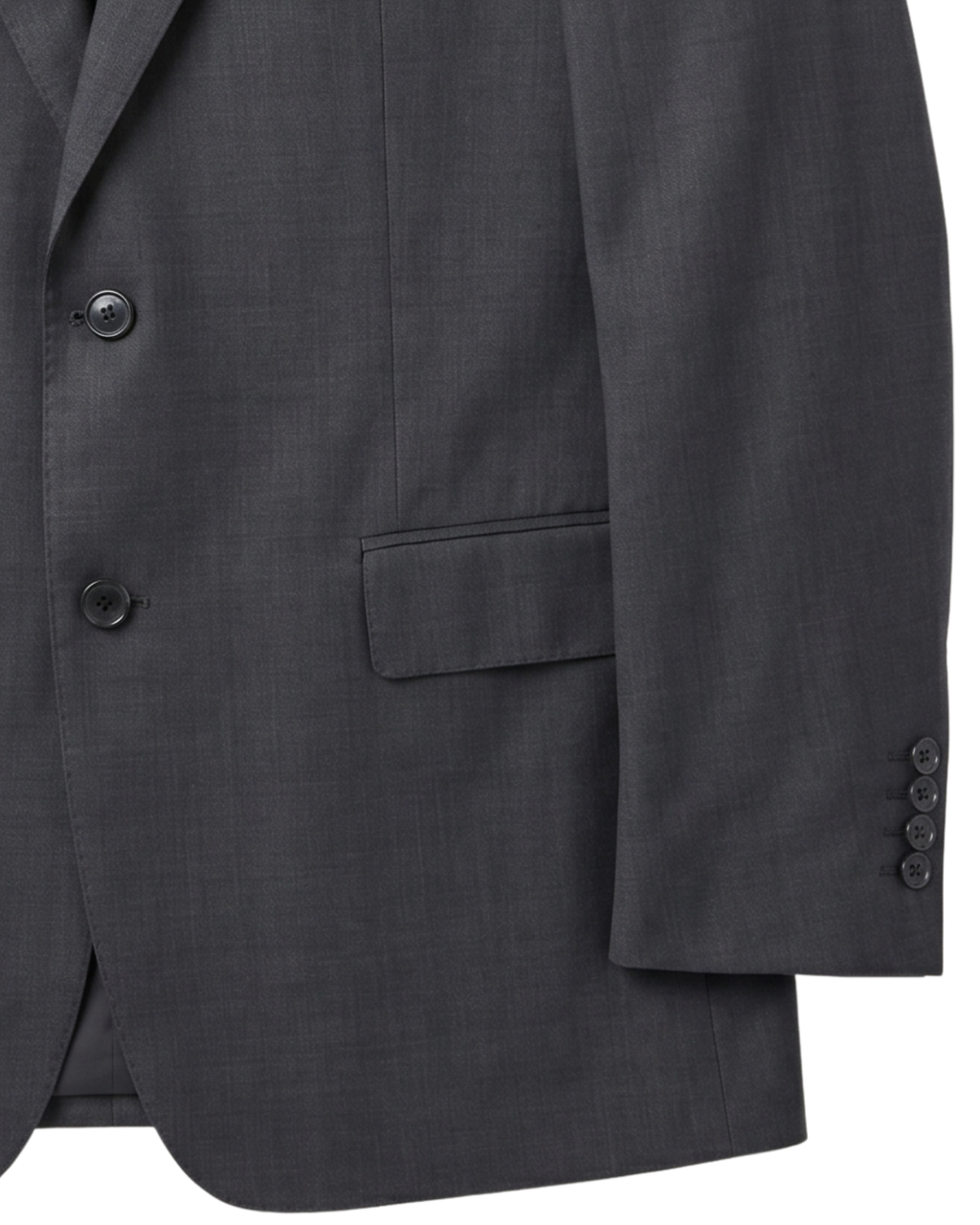 Men's Charcoal Textured Half Canvassed Classic Fit 2-Button Wool Suit