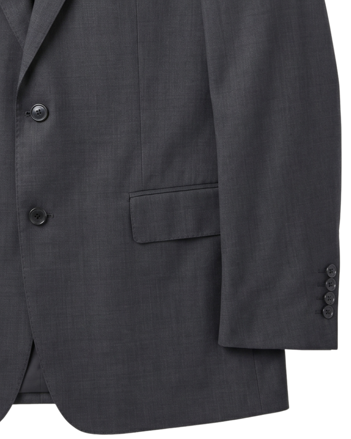 Men's Charcoal Textured Half Canvassed Classic Fit 2-Button Wool Suit