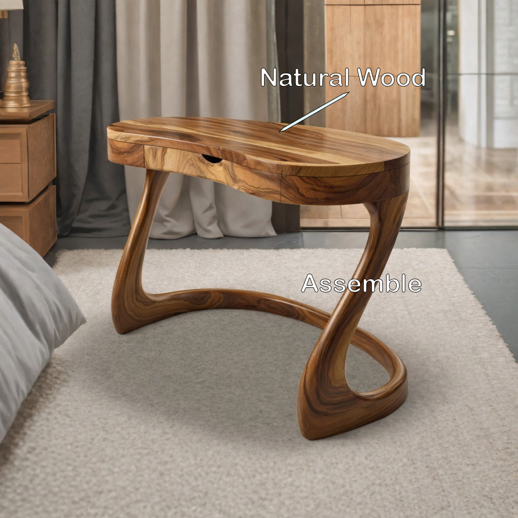 Sculpted Solid Wood Desk with Drawers for Minimalist Home Office - view 6