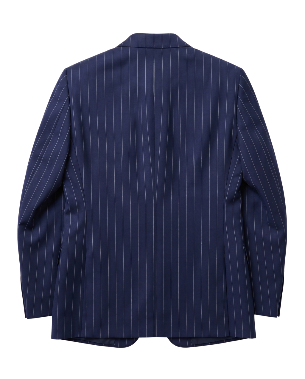 Men's Navy Pinstripe Slim Fit Half Canvassed 2-Button Wool Suit