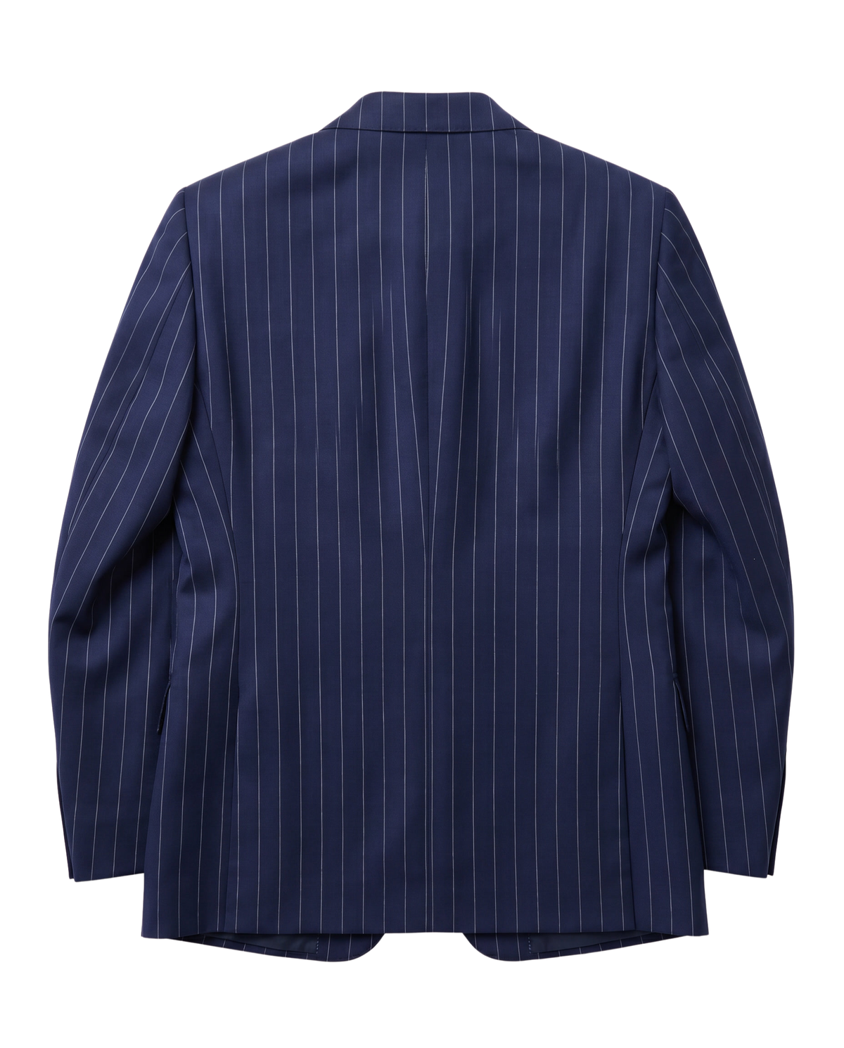 Men's Navy Pinstripe Slim Fit Half Canvassed 2-Button Wool Suit