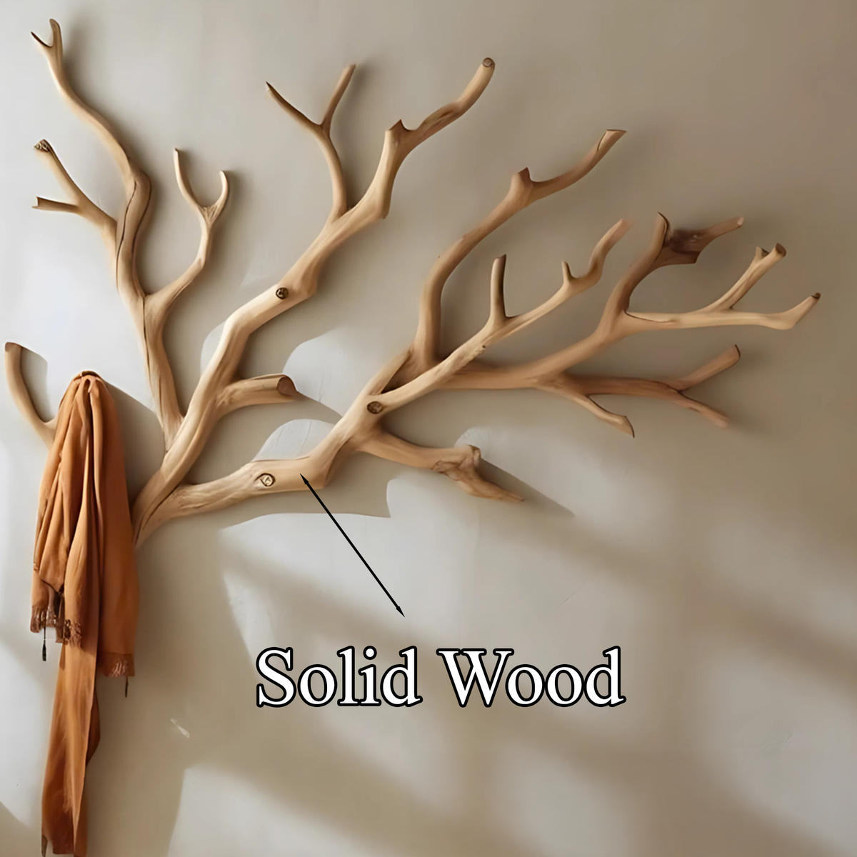 Driftwood Branch Wall-Mounted Solid Wood Coat Rack - view 6