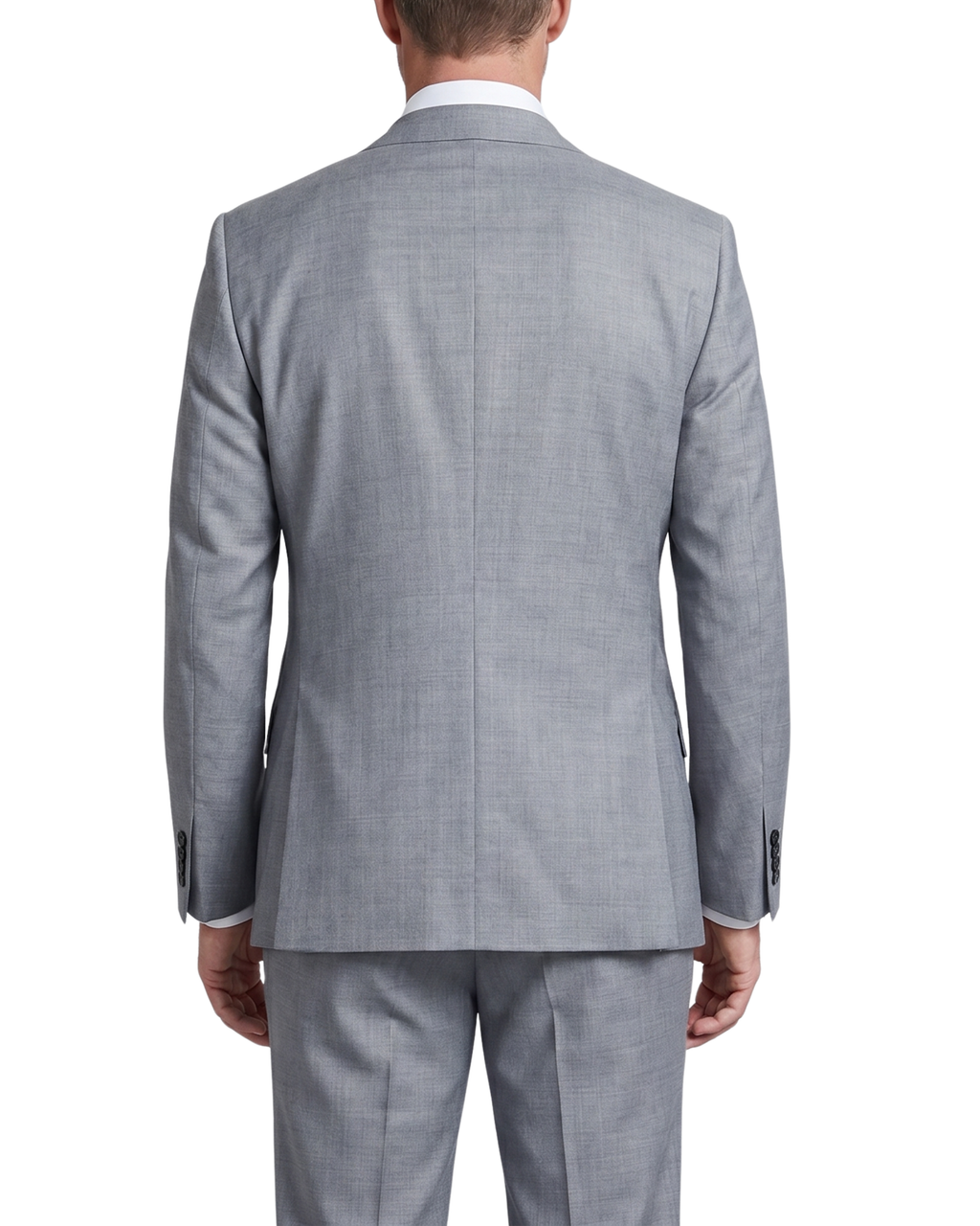 Men's Black Gabardine Solid Grey Slim Fit 2-Button Wool Suit