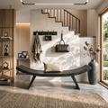 Rustic Live Edge Solid Wood Entryway Bench with Organic Curves in Black finish