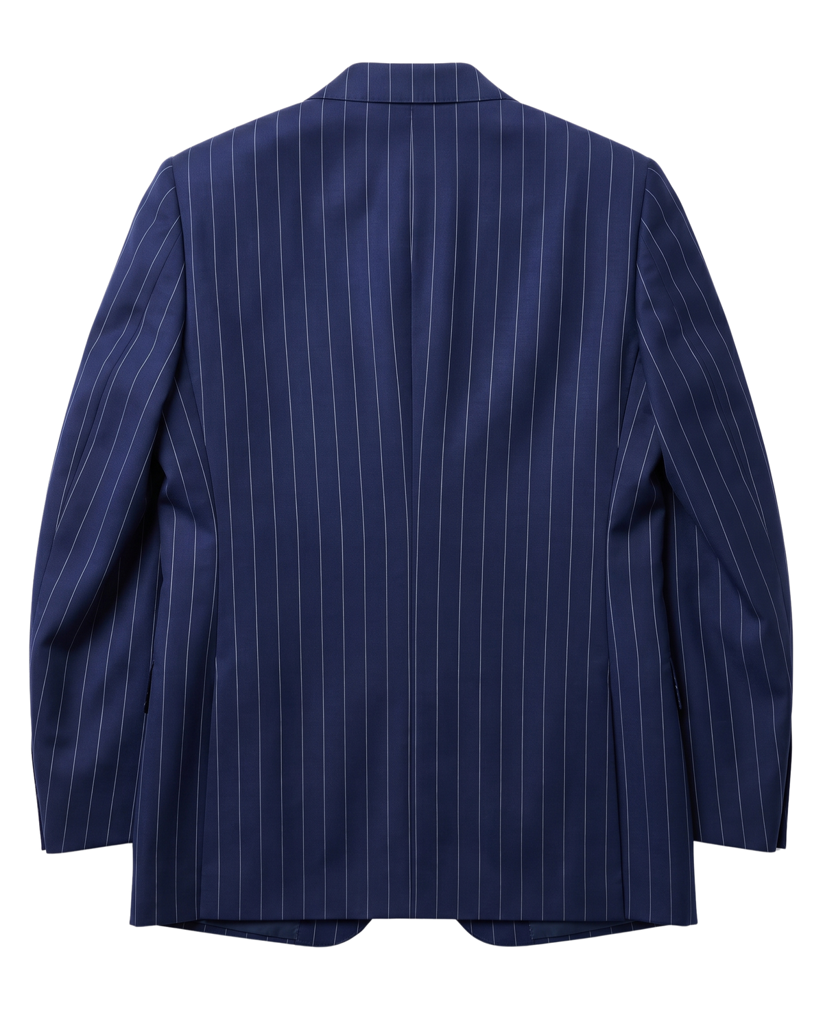 Men's Navy Pinstripe Classic Fit Half Canvassed 2-Button Wool Suit