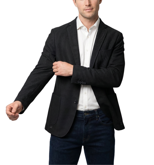 Men's Black Technical Weave Slim Fit 4 Way Stretch Air Blazer