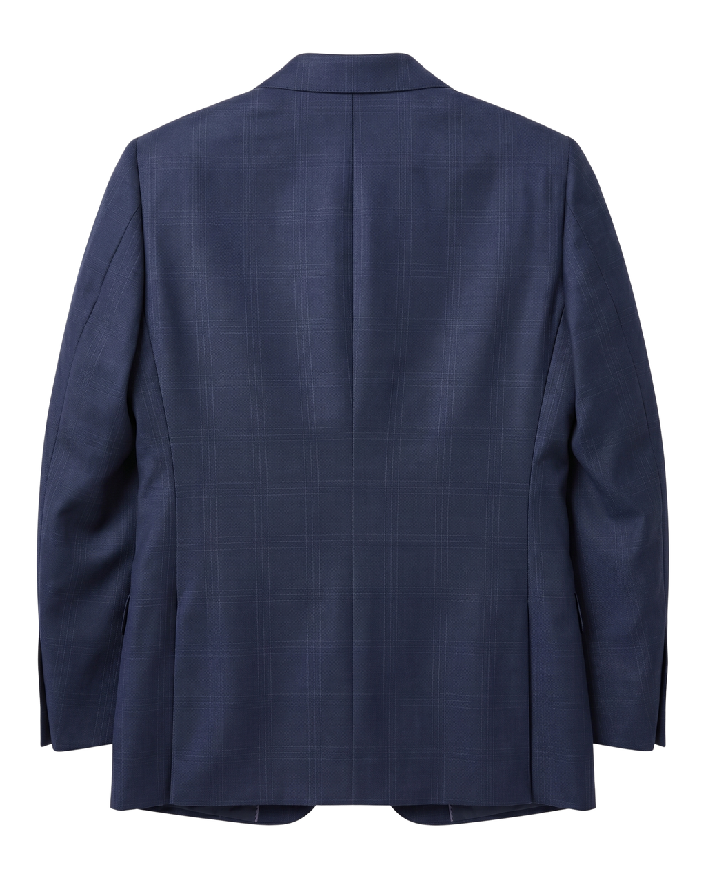 Men's Navy Windowpane Classic Fit Half Canvassed Wool 2-Button Suit