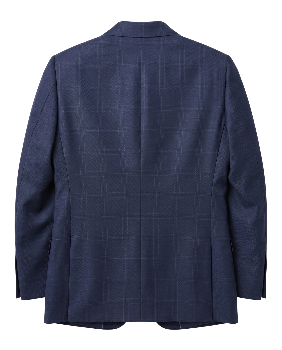 Men's Navy Windowpane Classic Fit Half Canvassed Wool 2-Button Suit