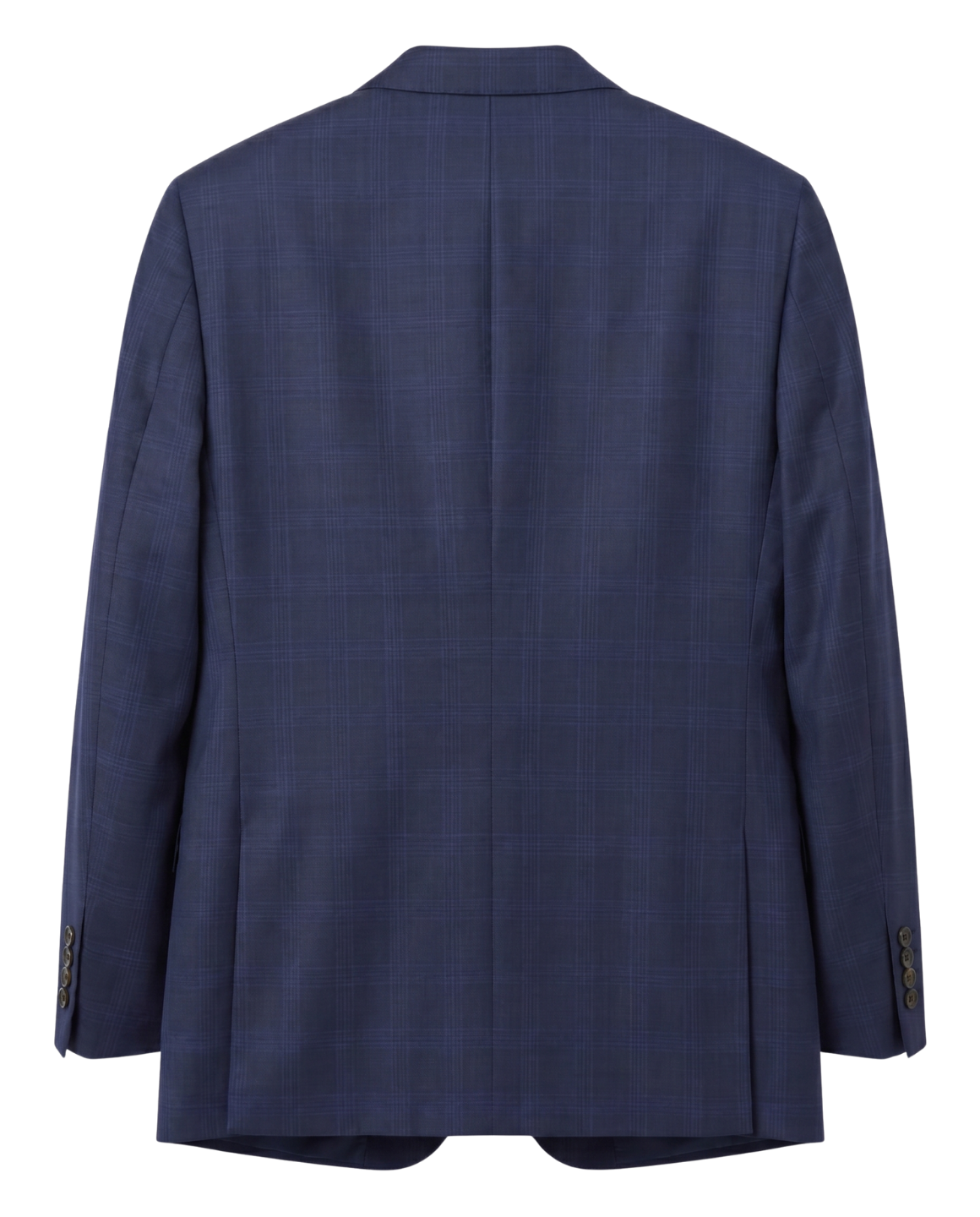 Men's Navy Plaid Slim Fit Half Canvassed 2-Button Wool Suit