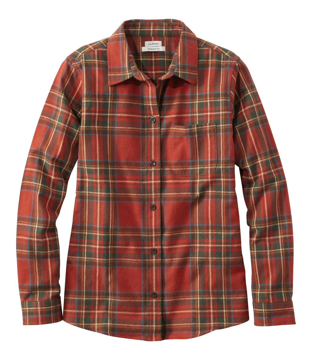 Women's Cotton Flannel Shirt - Indigo Plaid