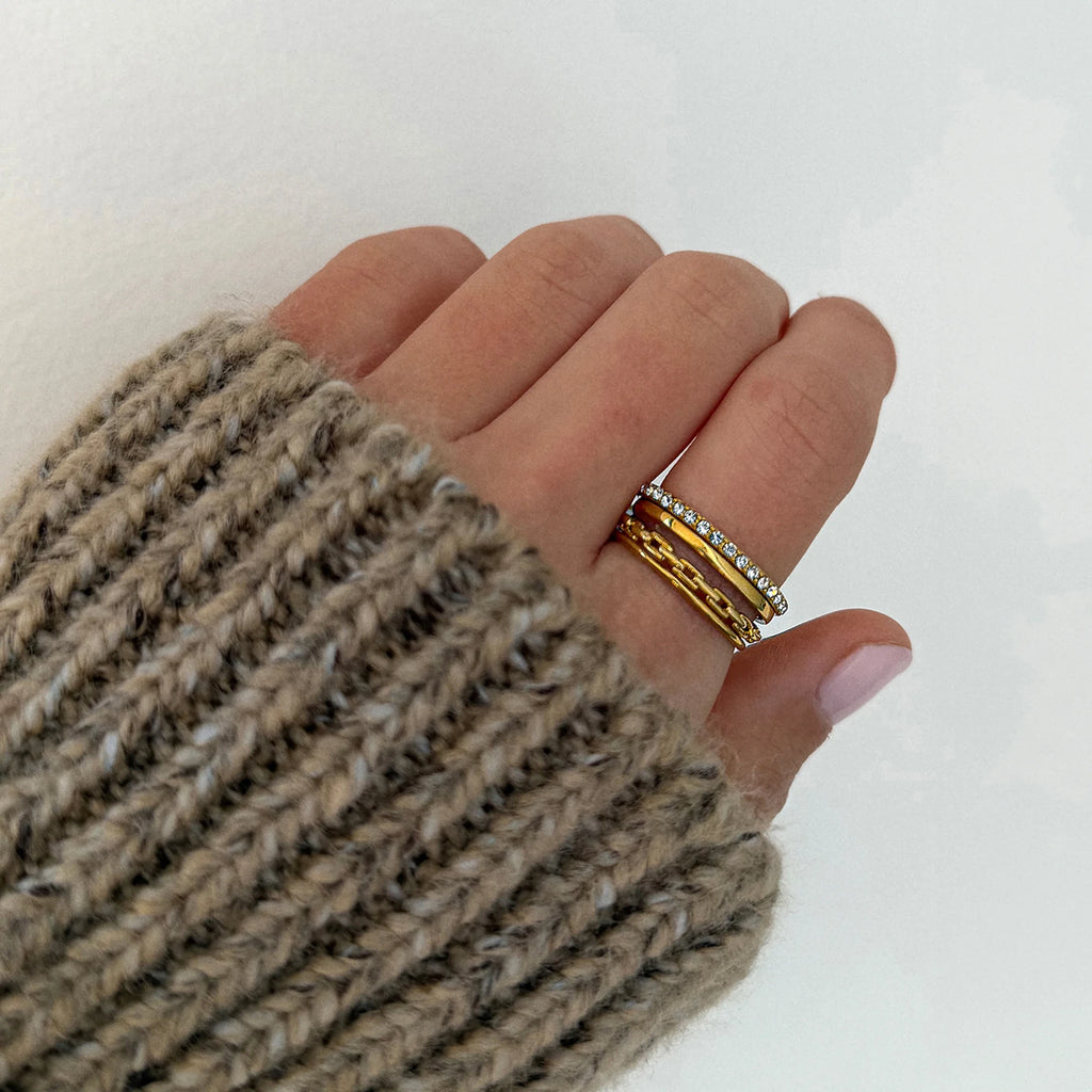 Water-Resistant Gold Tone Ring Set