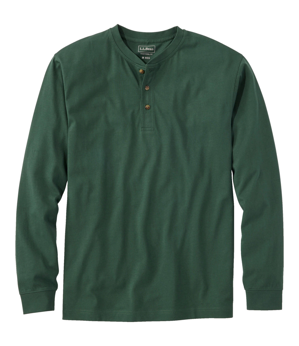 Men's Long-Sleeve Cotton Henley Shirt - Blue