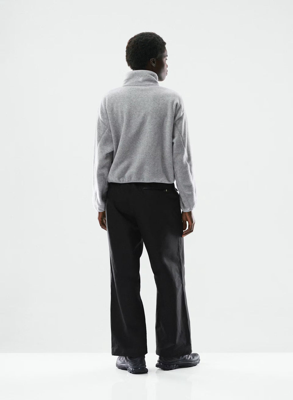 Oversized Half-Zip Microfleece Pullover - Gray
