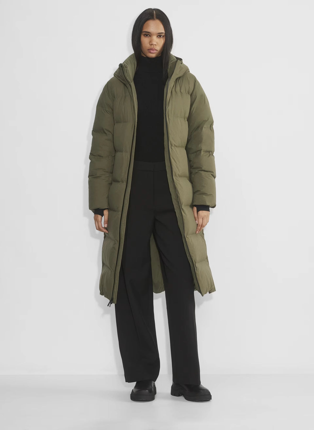 Waterproof Long Down Puffer Coat - Gray