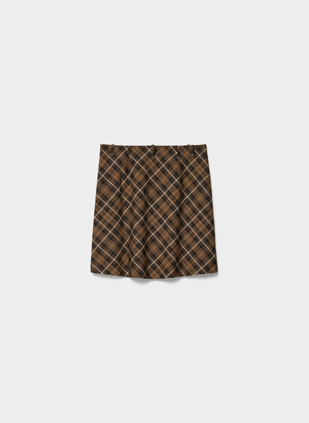 Low-Rise Knee-Length Twill Skirt - Navy Plaid