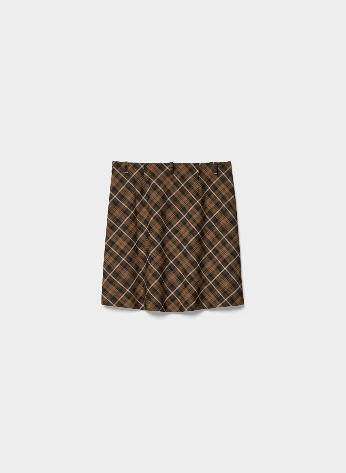 Low-Rise Knee-Length Twill Skirt - Navy Plaid