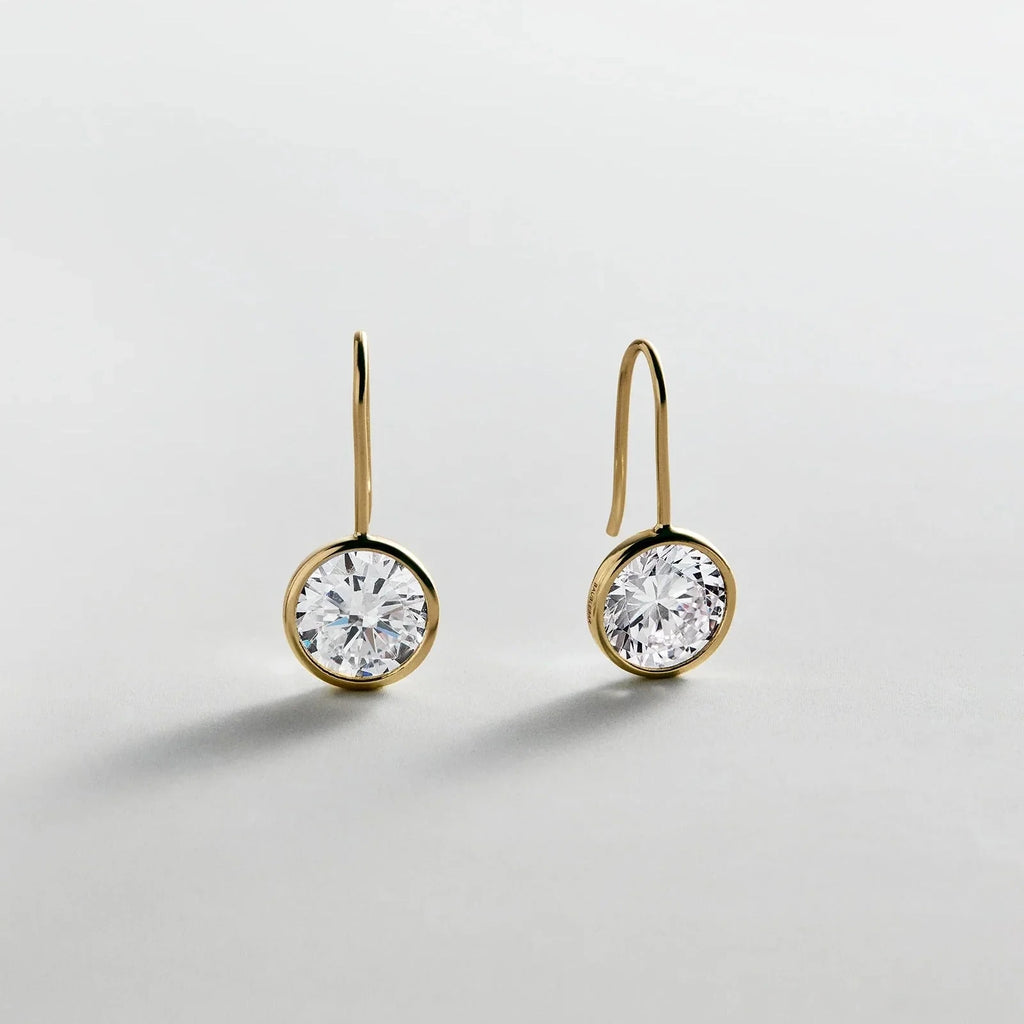 Gold-Plated Oval Crystal Drop Earrings