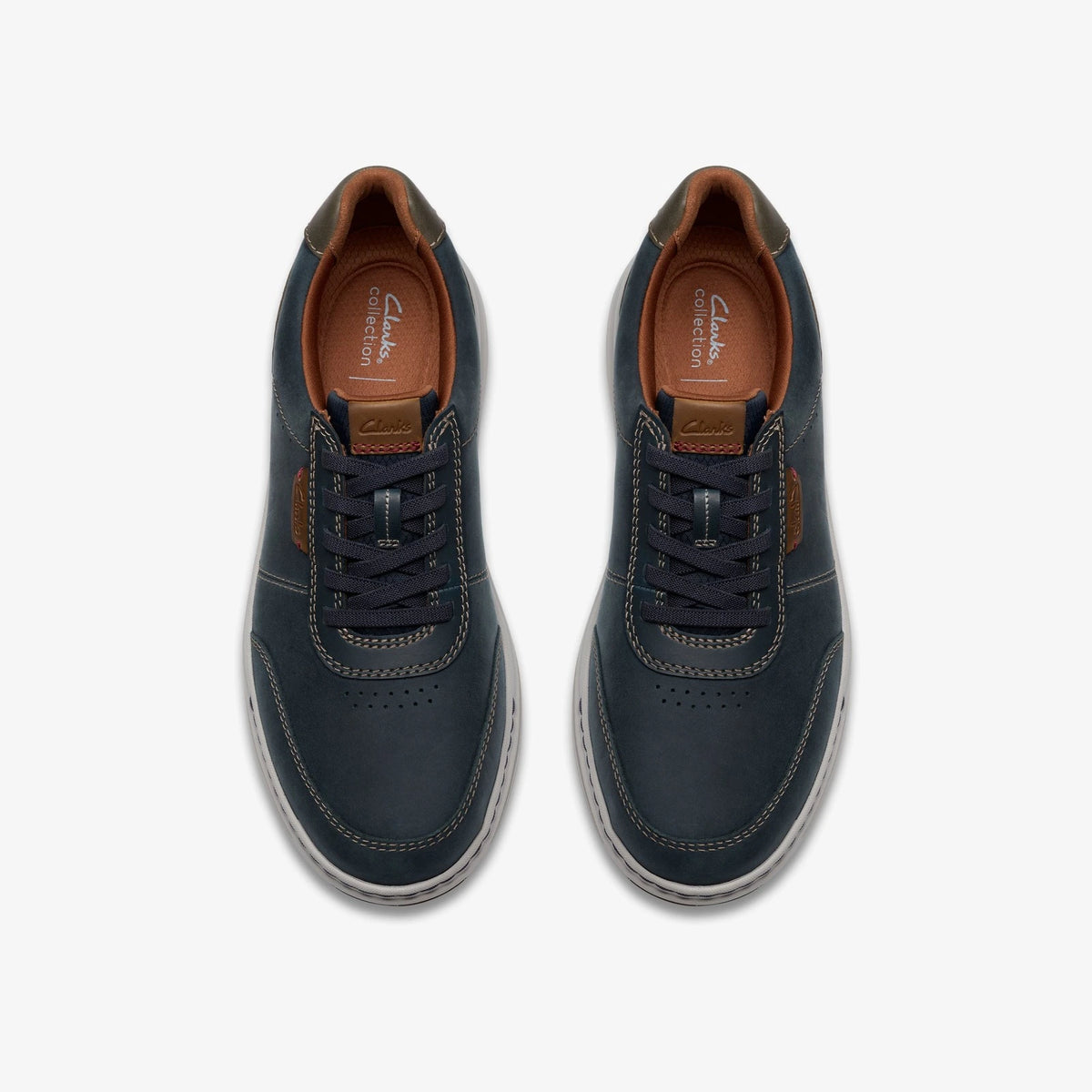 Elastic Lace Leather Sneaker - Navy