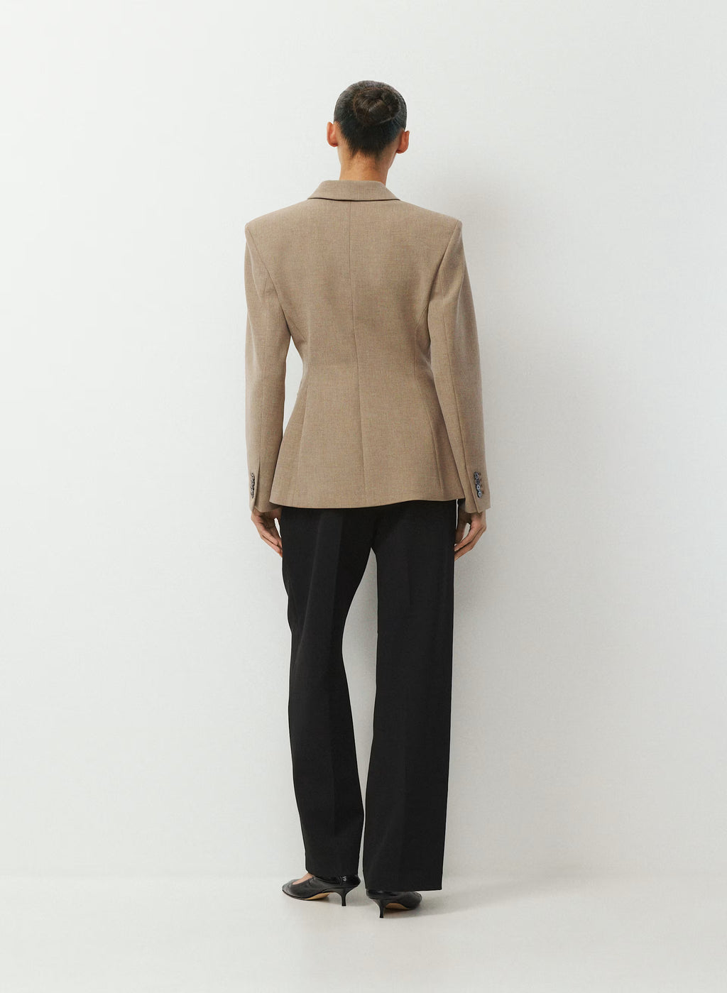 Single-Breasted Stretch Blazer - Brown Check