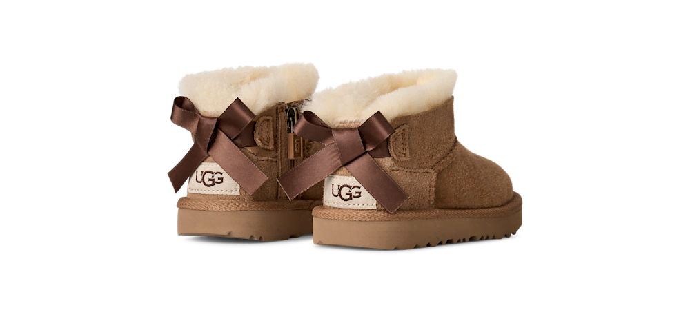 Toddler Sheepskin Bow Ankle Boot - Chestnut