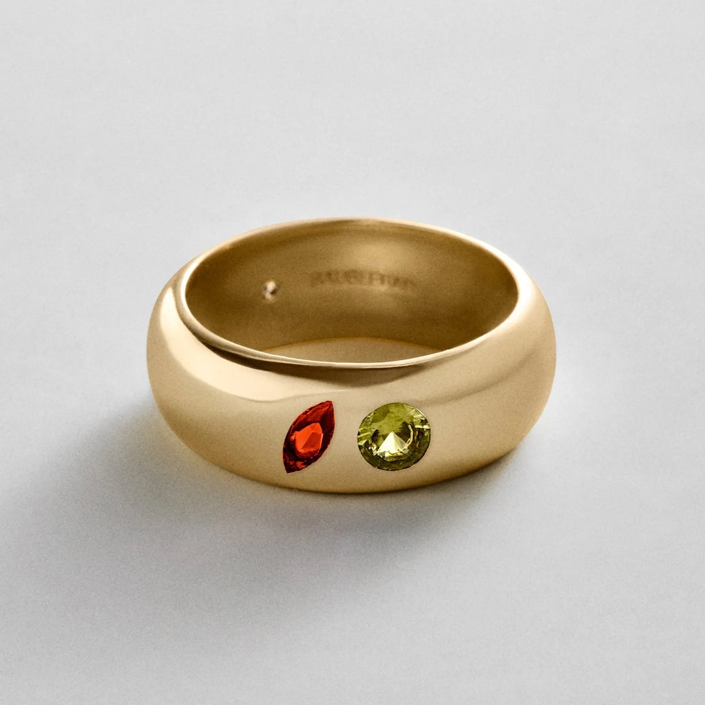 Custom Two-Stone Gold-Plated Band Ring
