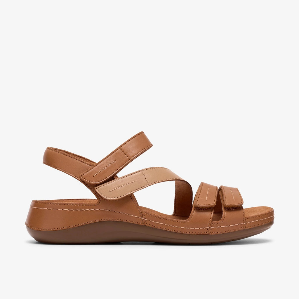 Women's Leather Strappy Sandal - Beige