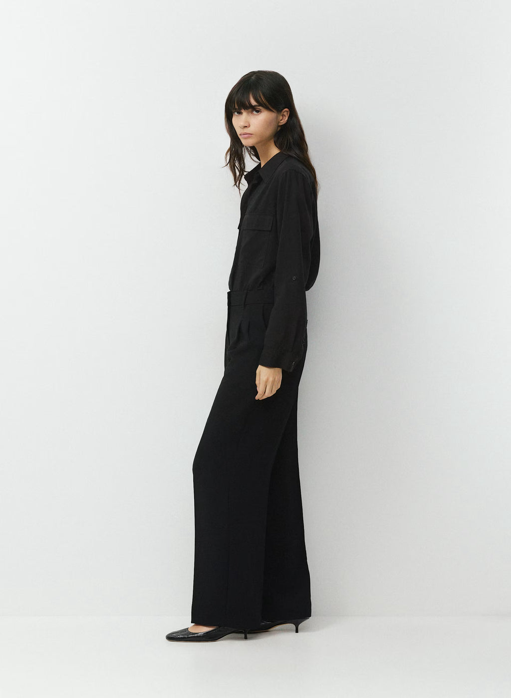 High-Rise Wide-Leg Crepe Trousers - Sand
