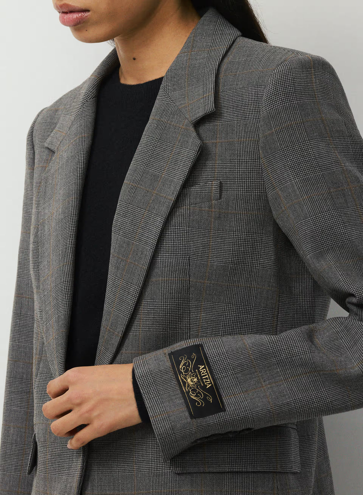 Single-Breasted Stretch Blazer - Check