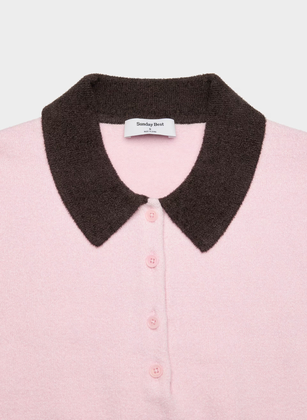 Wool Blend Button Polo Sweater - Brown