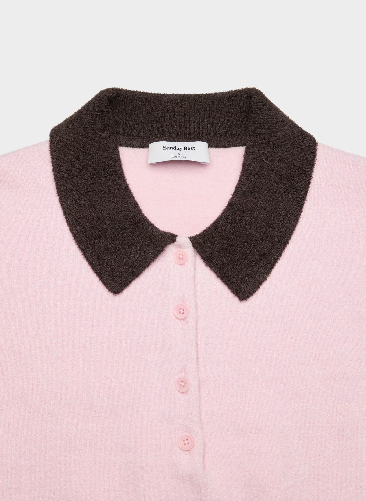 Wool Blend Button Polo Sweater - Brown