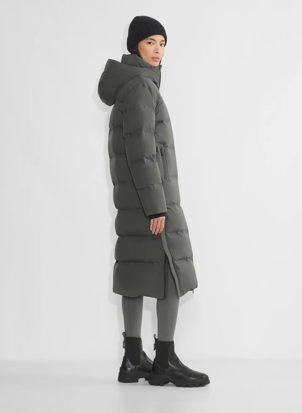 Waterproof Long Down Puffer Coat - Gray