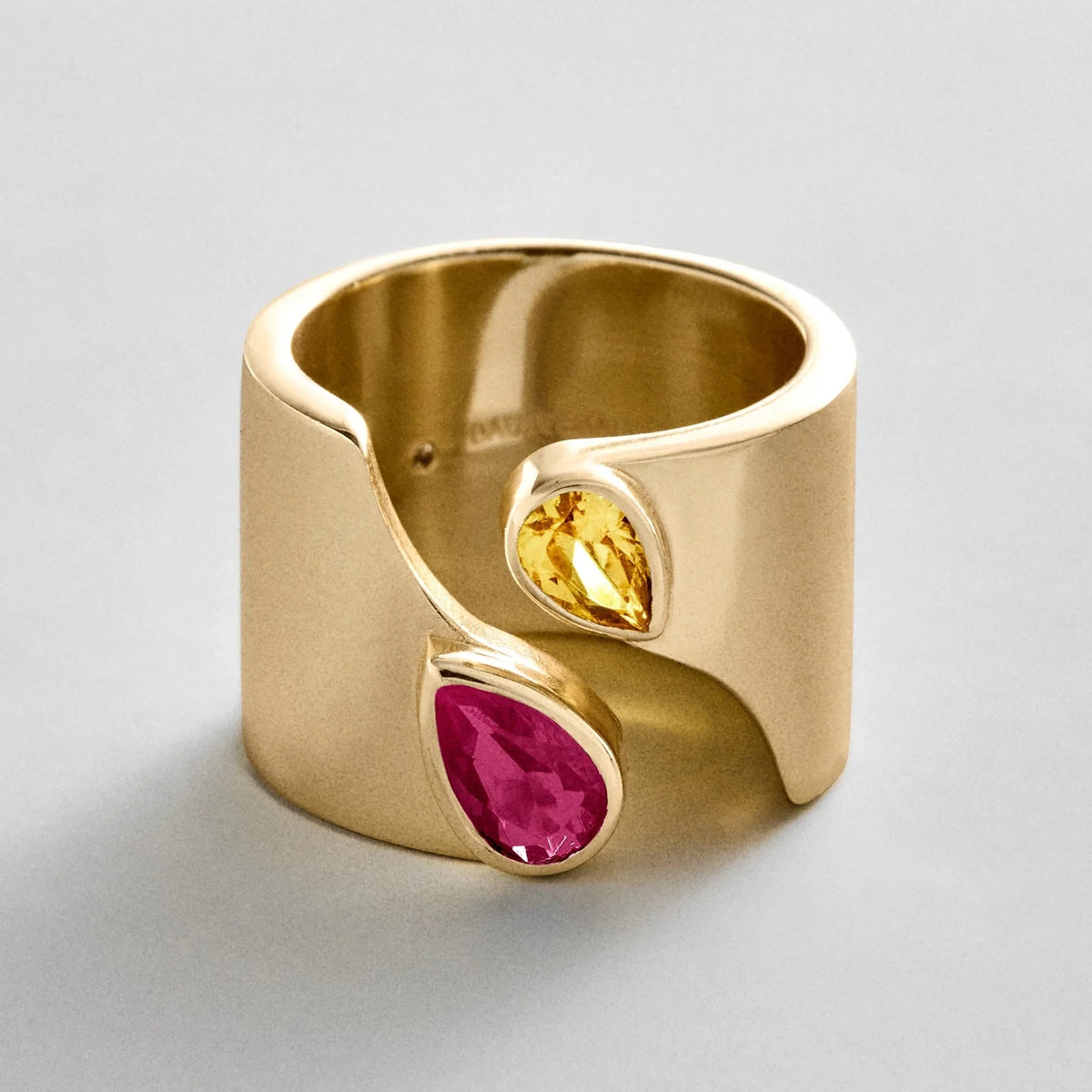 Personalized Two-Stone Open Band Ring - Gold