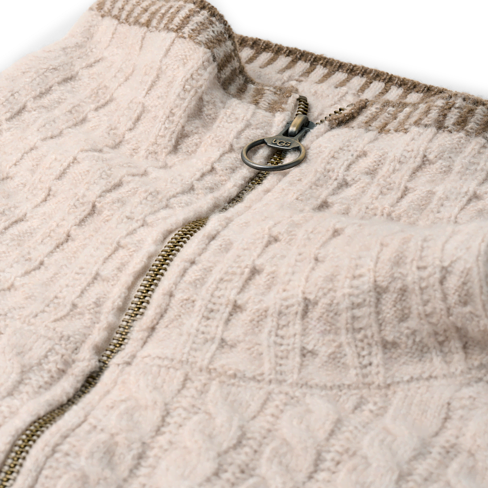 Women's Cable Knit Quarter-Zip Sweater - Oatmeal
