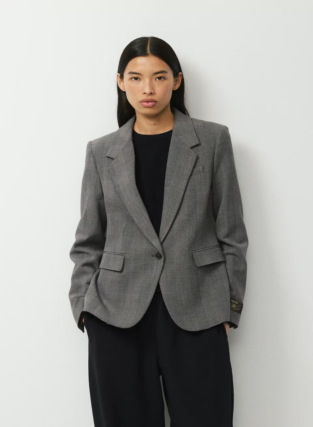 Single-Breasted Stretch Blazer - Check