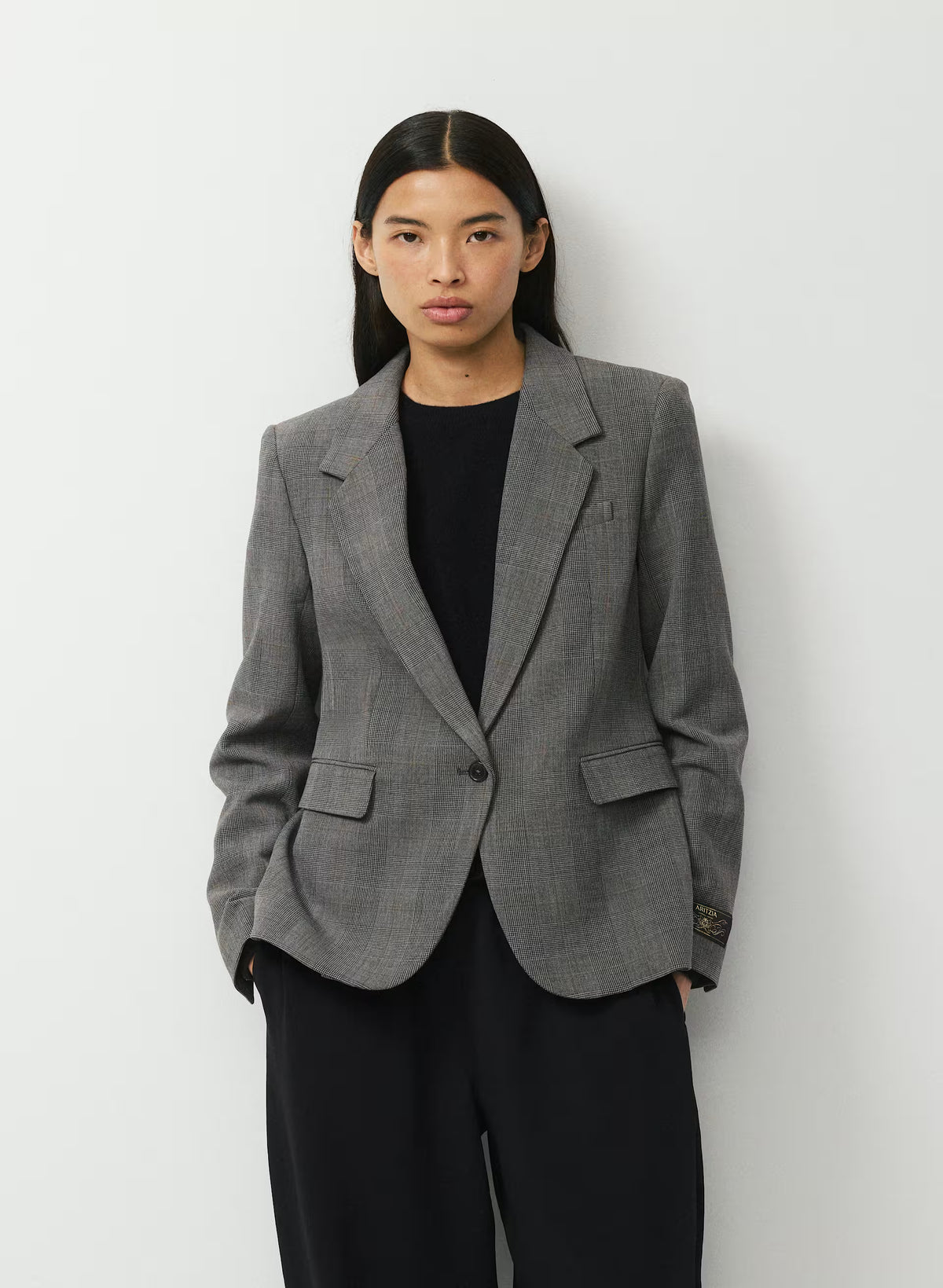 Single-Breasted Stretch Blazer - Check