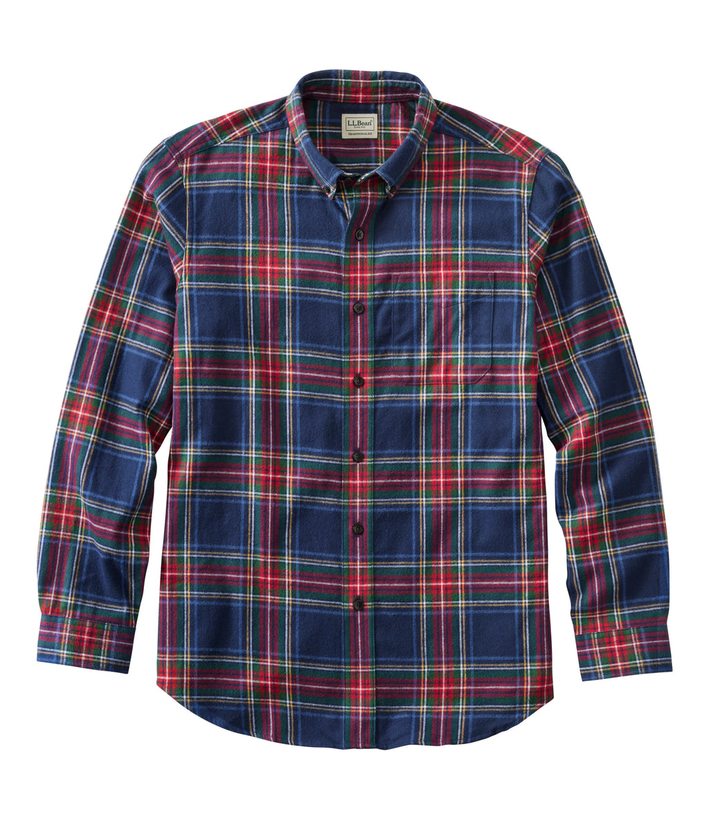Men's Cotton Flannel Button-Down Shirt - Grey Plaid