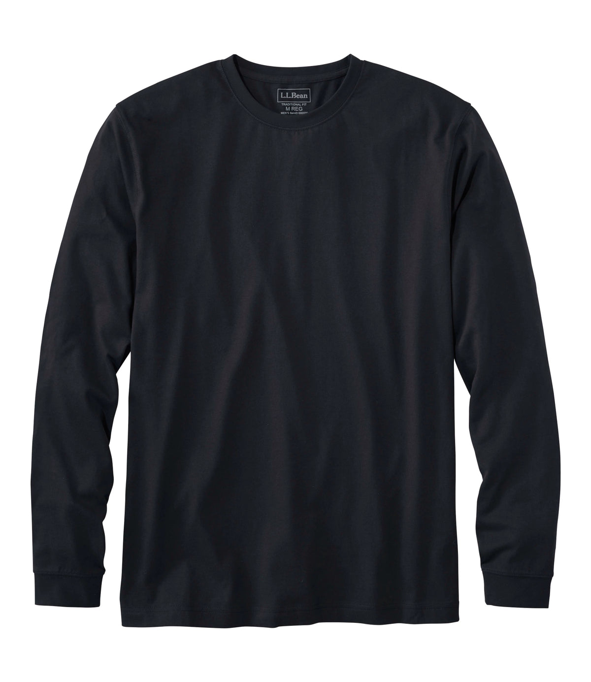 Men's Long-Sleeve Cotton Crewneck T-Shirt - Black
