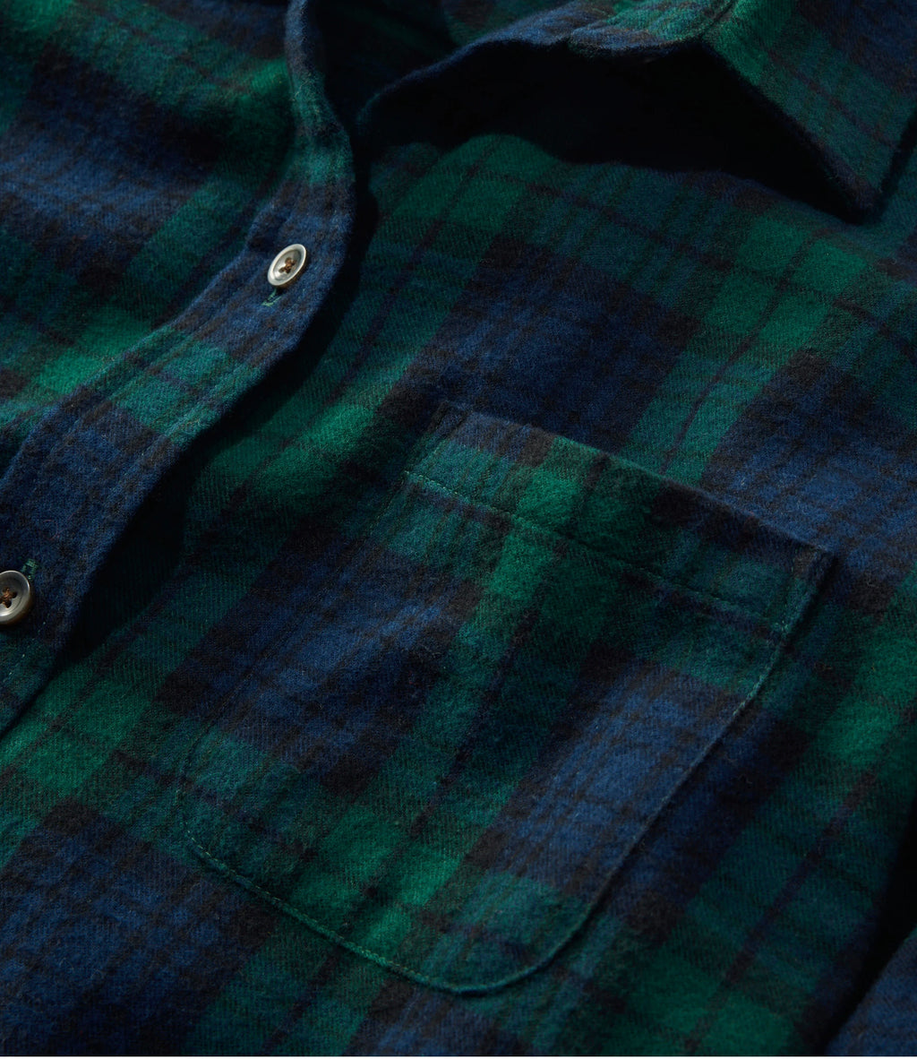 Women's Cotton Flannel Shirt - Indigo Plaid
