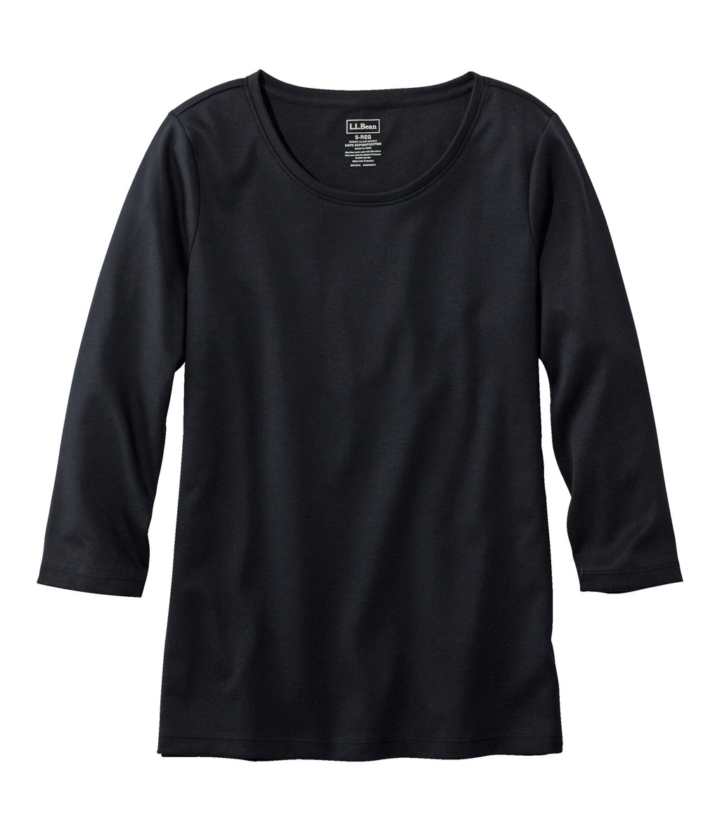 Women's Pima Cotton Jewel Neck T-Shirt - Black