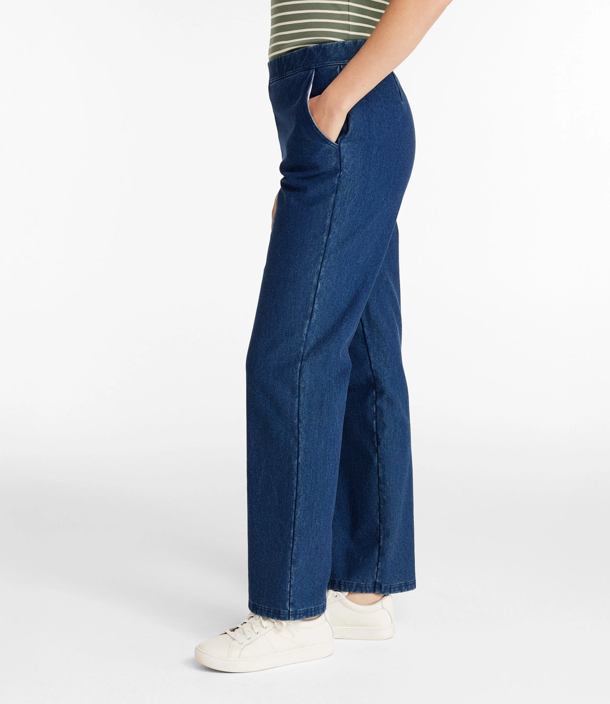 Women's Fleece-Back Straight Leg Denim Pants - Indigo