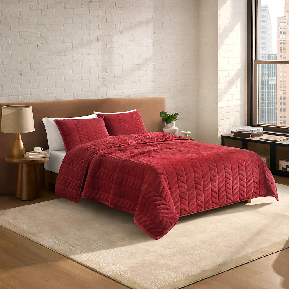 Full Queen Chevron Quilt Set - Deep Night