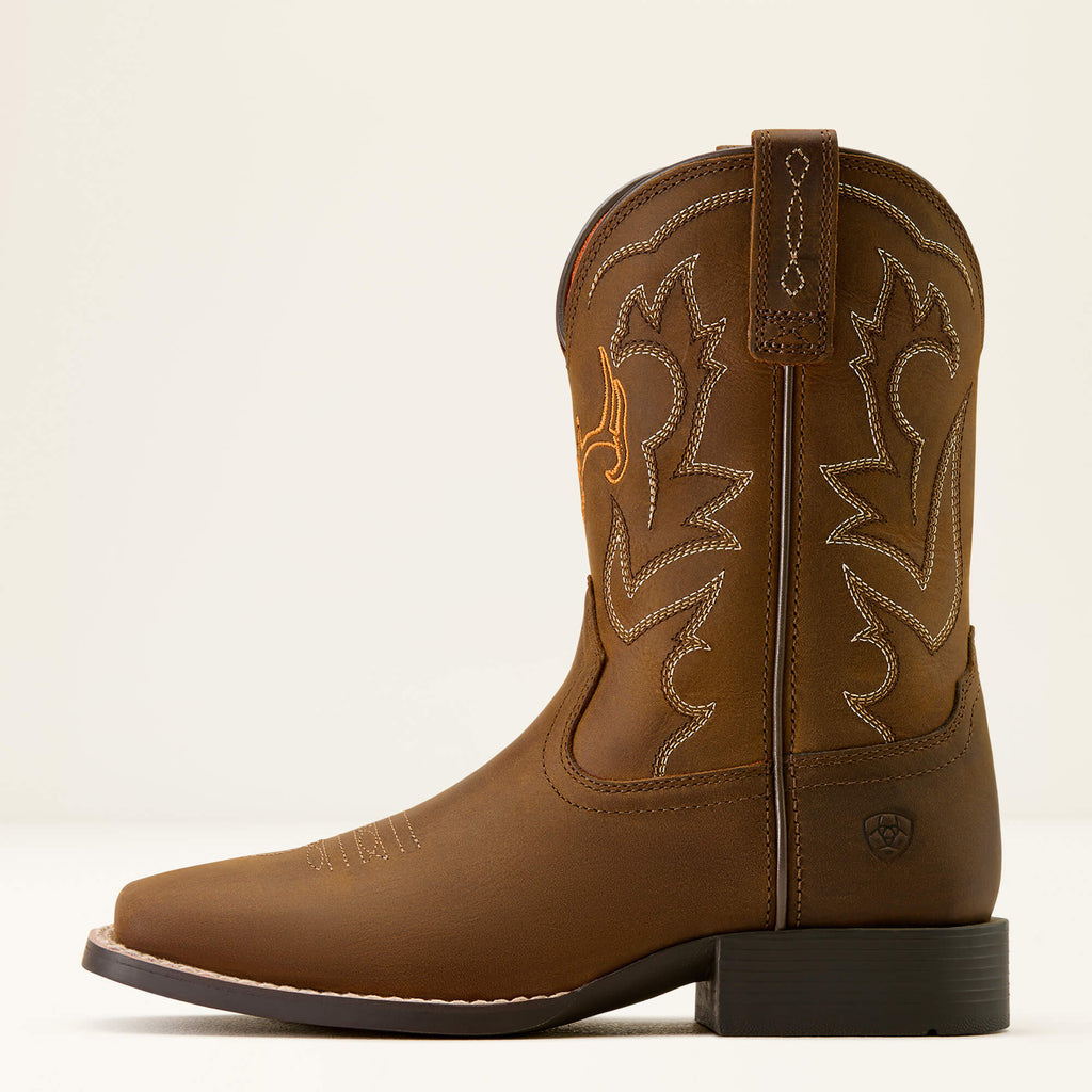 Kids' Deer Motif Leather Boots - Brown