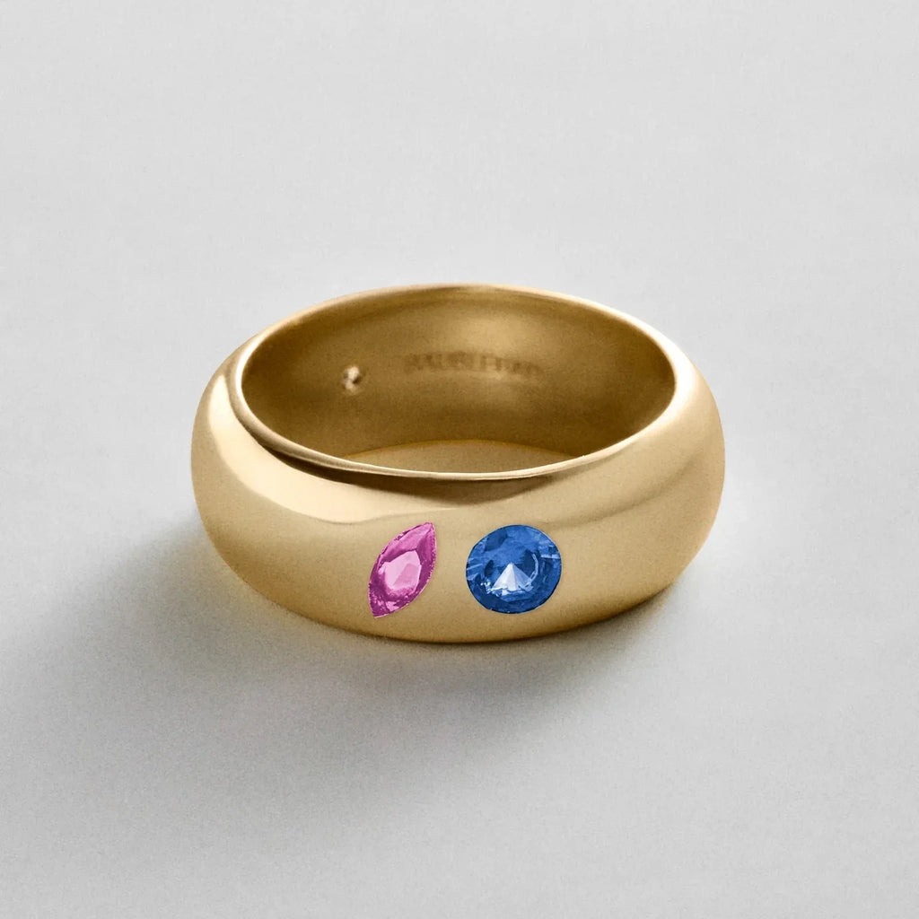 Custom Two-Stone Gold-Plated Band Ring