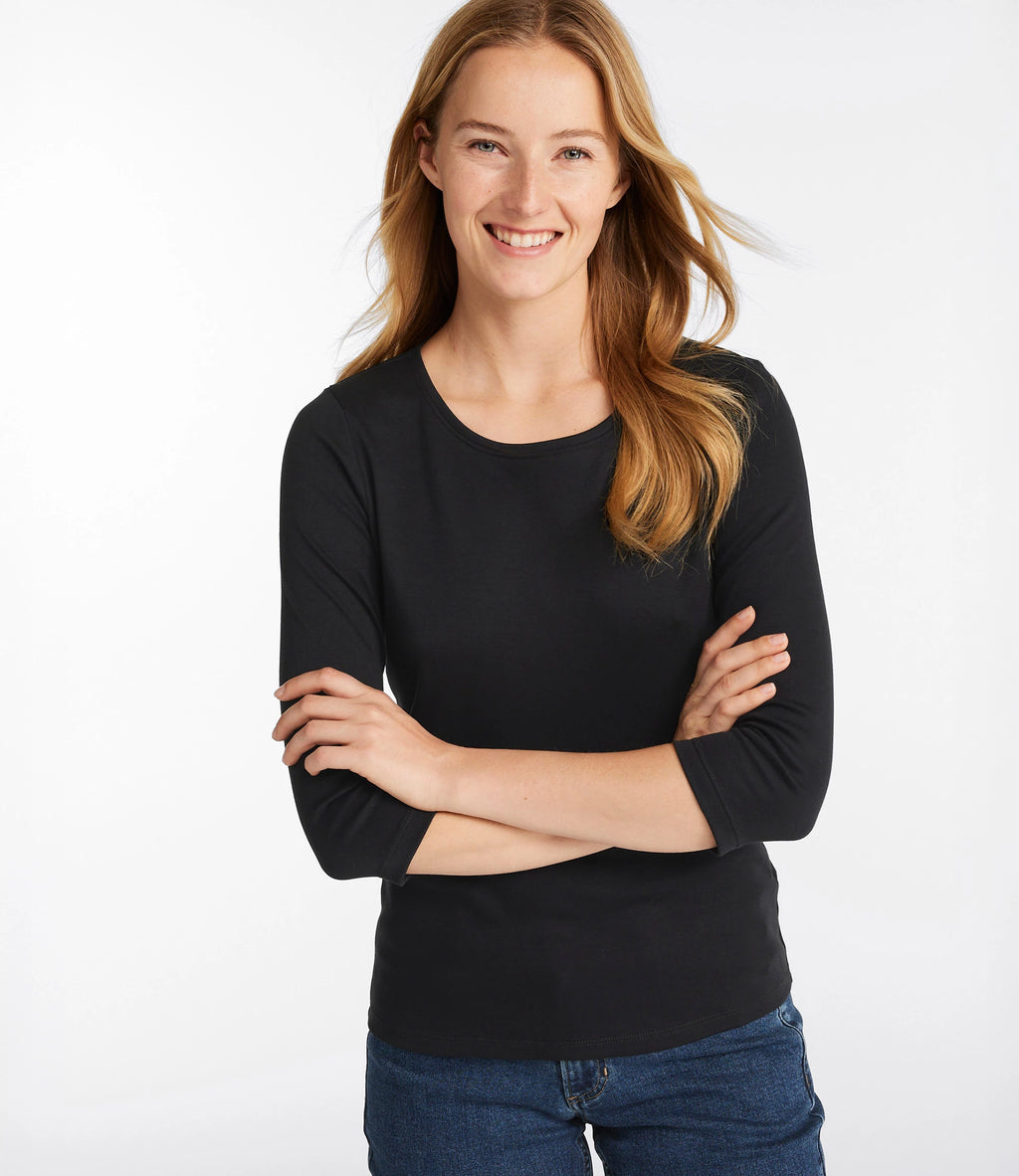 Women's Pima Cotton Jewel Neck T-Shirt - Black