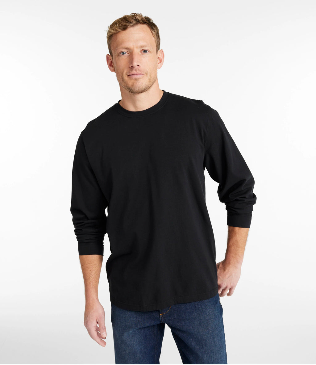 Men's Long-Sleeve Cotton Crewneck T-Shirt - Black